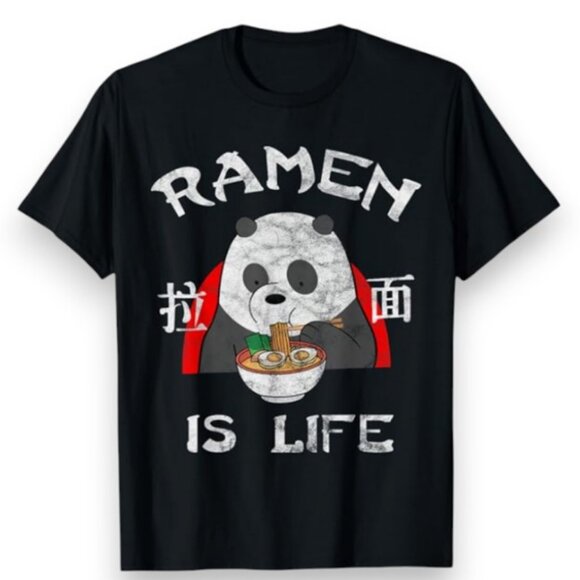 Cartoon Network We Bare Bears black Ramen Is Life unisex t-shirt size L - Picture 1 of 5